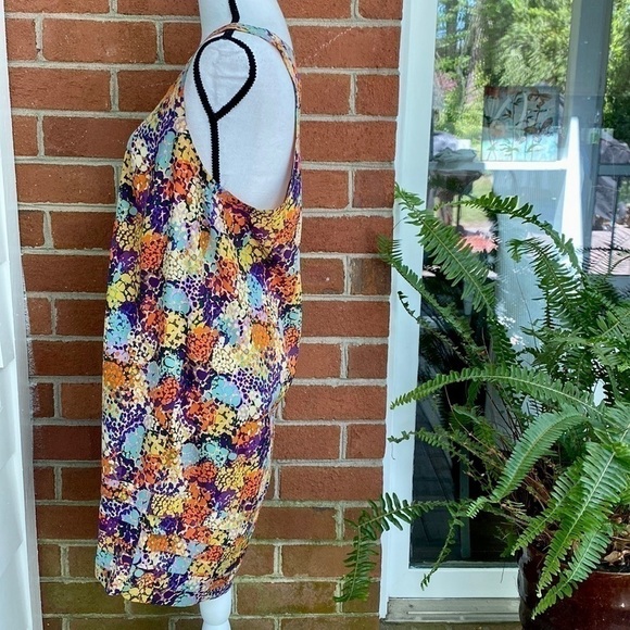 Ali Ro Colorful Floral Pleated Silk Dress Sz 12 - Picture 6 of 10